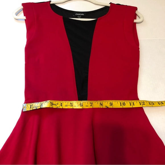 BEBE | Red and Black Sleeveless Fit & Flare Cocktail Dress | Size XS - Picture 5 of 6
